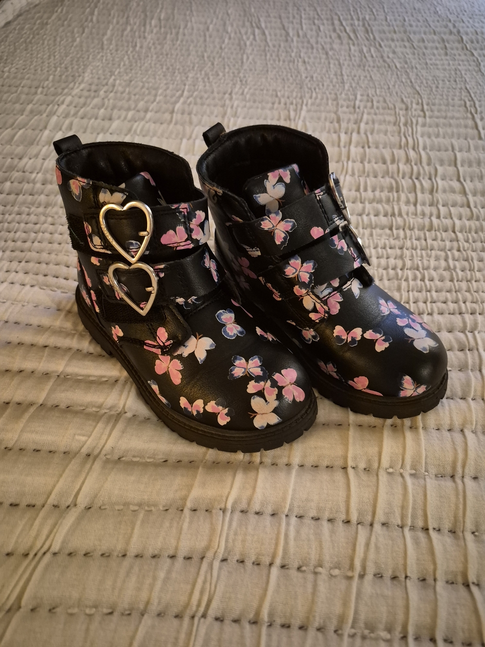 Cat & Jack Floral Heart-Buckle (Eelastic) Ankle Boots - Kids 12